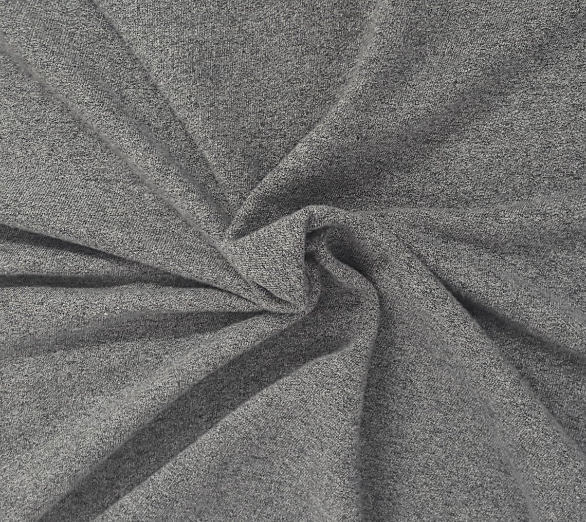 light charcoal gray heavy weight cotton french terry knit fabric by the  yard and wholesale
